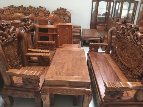 Salon Triện Rồng tay 12 gỗ hương