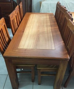 bàn ăn vuông gỗ căm xe 6 ghế