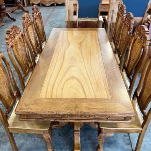 Bàn ăn 8 ghế, gỗ căm xe, mặt gỗ gõ đỏ - Ảnh 3