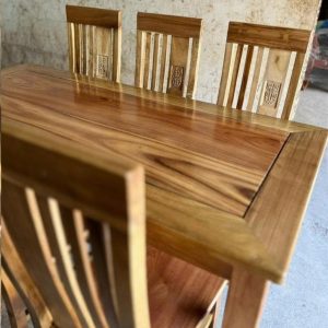 Bàn ăn chữ nhật 6 ghế gỗ tràm bông vàng - Ảnh 9