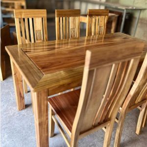 Bàn ăn chữ nhật 6 ghế gỗ tràm bông vàng - Ảnh 8