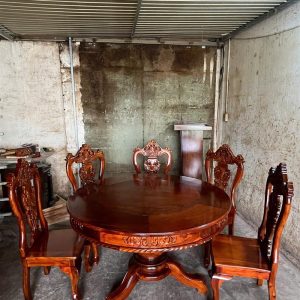 Bàn ăn tròn gỗ tràm 8 ghế