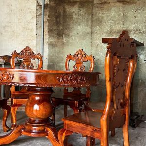 Bộ bàn ăn tròn gỗ tràm 8 ghế - Ảnh 12