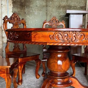 Bộ bàn ăn tròn gỗ tràm 8 ghế - Ảnh 11