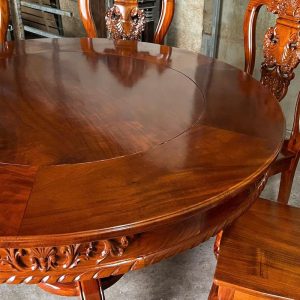 Bộ bàn ăn tròn gỗ tràm 8 ghế - Ảnh 10