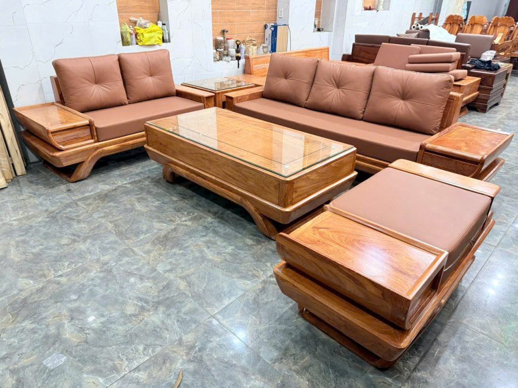 Sofa Góc Gỗ Hương Đá: Nâng Tầm Không Gian Sống Của Bạn